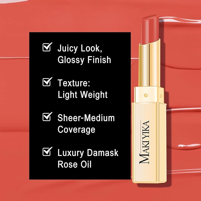 MAKI YIKA Moisture Coral Red Lipstick for Women Hydrate Tinted Lip Balm