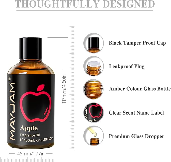 MAYJAM Apple Fragrance Oil for Diffusers, 3.38 FL.OZ