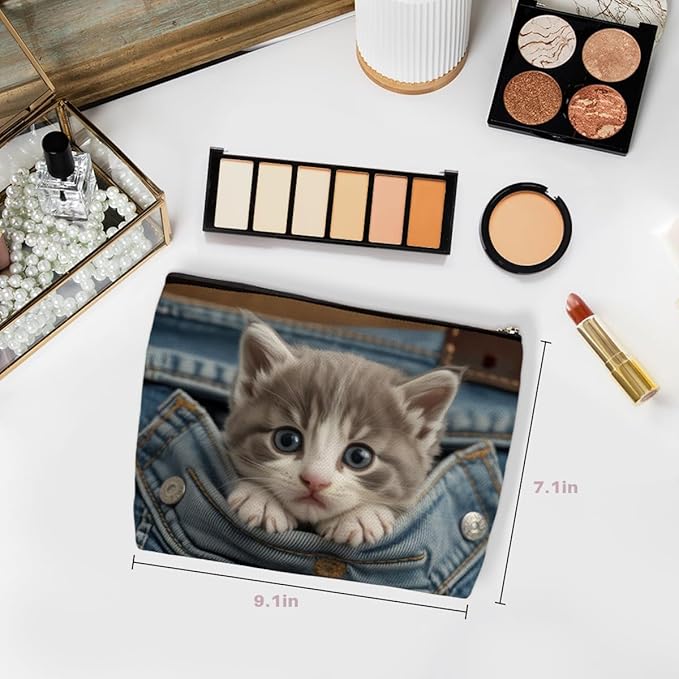 Cute Cat Makeup Bag, Travel Makeup Case Cosmetic Bags for Women Cat Lover