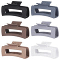 Sisiaipu 4 Inch Big Hair Claw Clips 6 Pcs Large Claw for Thick Hair Square Hair Clips for Women Rectangle Hair Clips Nonslip Acrylic Banana Jaw Clips Hair Accessories for Girls (Brown Grey)