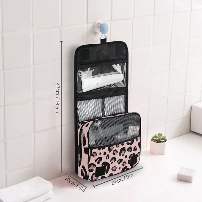 senya Hanging Travel Toiletry Bag Kit Makeup Case Cosmetics Organizer for Men Women (Leopard)