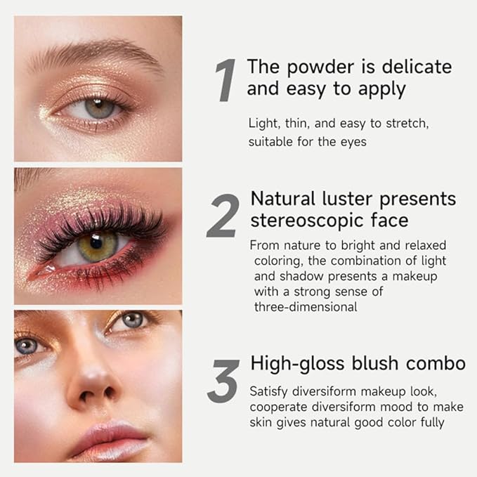 CAKAILA Monochrome Powder Eyeshadow Palette Makeup,Pink Natural Neutral Single Shimmer Eye Shadow for Older Women,Sparkly Eye Finish,Long Lasting Naturing-Looking