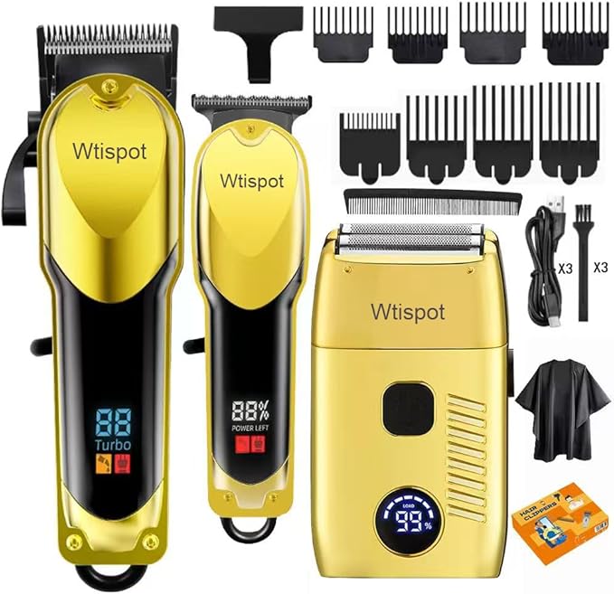 Hair Clippers for Men with LED Display, 3-Piece Cordless Grooming Kit with Hair Clipper, Beard Trimmer, Foil Shaver Complete Set for Home Barber