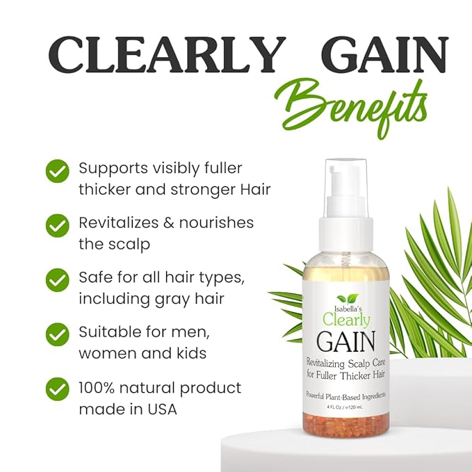 Isabella's Clearly GAIN – Natural Hair and Scalp Oil with Rosemary, Castor Oil & Essential Oils | Nourishing Serum for Fuller Thicker Looking Hair | Vegan, Waterless & Cruelty Free
