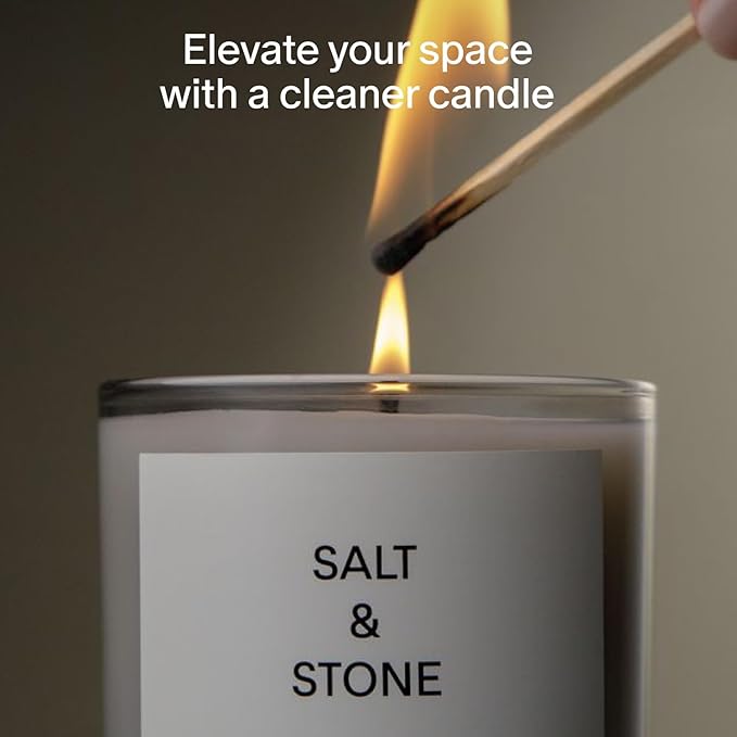 Salt & Stone Coconut & Soy Blend Scented Candle, Santal & Vetiver 8.5 oz