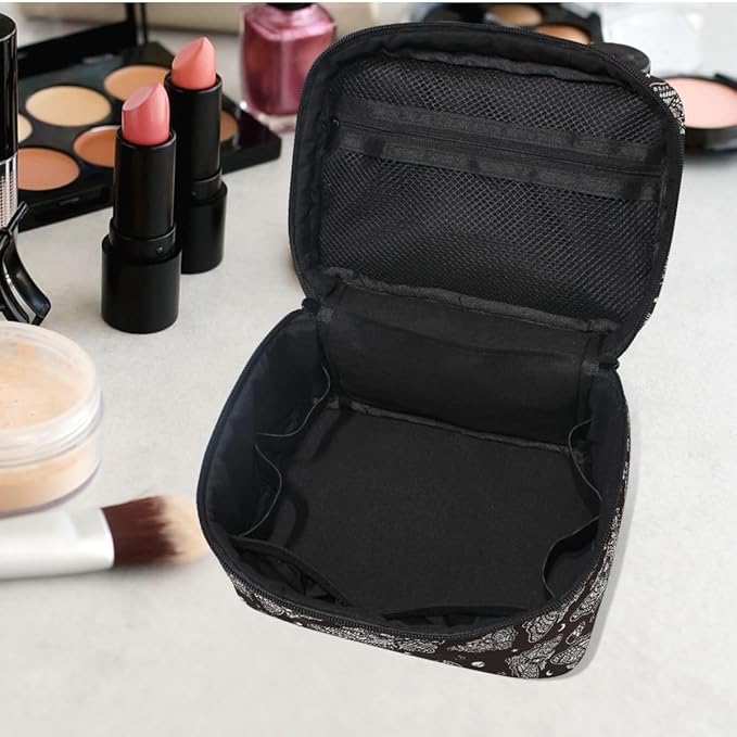 MNSRUU Makeup Bags, Gothic Moth Skull Moon Esoteric Makeup Organizer Bags Toiletry Bag Box Travel Cosmetic Bag Make Up Train Case for Women Teen Girl Ladies