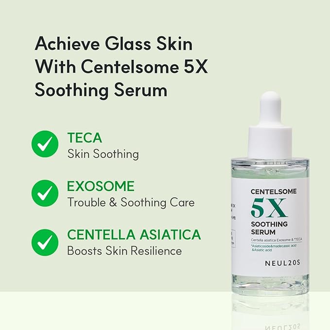 NEUL20S Centelsome 5X Soothing Serum 1.69 fl oz/50ml | for Hydration, Glow, Sensitive, Anti Aging, Acne treatment for Face, Korean Skincare with Centella Asiatica, Exosomes for Skin, Panthenol