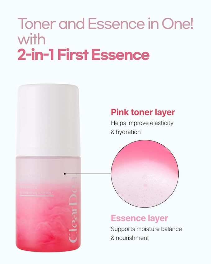 ClearDea Mucin Mineral Vita Bubble First Essence Duo with Micro-Bubble Formula and 2-in-1 Toner Serum, K Beauty for Glass Skin, 4.06 Fl Oz (2.03 Fl Oz x 2ea) – Hydrating Firming