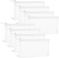 Fassave 8 Pack Mini Zipper Mesh Makeup Bags, Nylon Cosmetic Bags Toiletry Purse Travel Organizer Bags Inside Bag for Office Travel Organization (Widened-White, M)