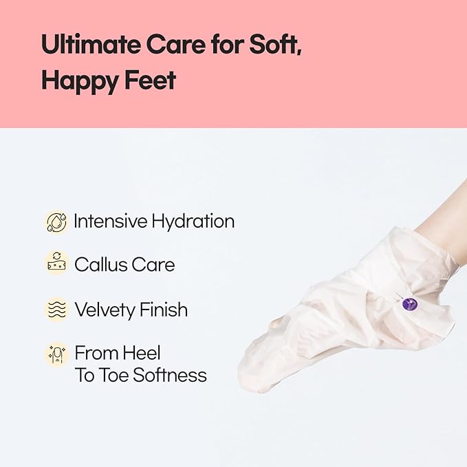 Epielle Moisturizing Foot Mask 6 Pairs, Soften with Sunflower Seed Oil & Vitamin E, Deep Moisturizing Socks for Dry, Cracked Feet, Self Care Gifts for Women, Spa Kit