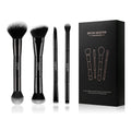 Brush Master 4Pcs Duo End Makeup Brushes, Foundation, Powder, Contour, Concealer, eye makeup Brush, Double-ended Multi-functional Synthetic Cosmetic Tools Makeup Brushes(Black)