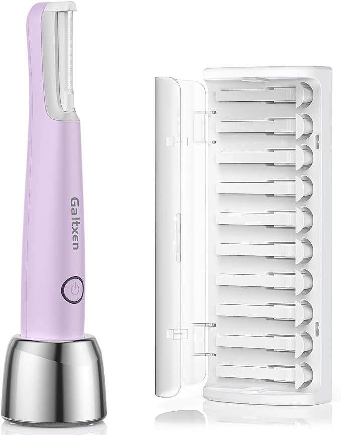 Galtxen Sonic Dermaplaning Tool for Women, Rechargeable Face Dermaplane Razor Sonic Edge Technology for Facial Hair, Exfoliating and Peach Fuzz, 10 Refill Blades Purple
