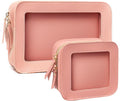 FFpaw 2 Pcs Clear Makup Bag Set, Clear Cosmetic Bags with Zipper Waterproof Small Travel Cosmetic Case Cute Make Up Pouch Mini Car Essentials for Women Travel Car Organizer
