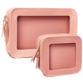 FFpaw 2 Pcs Clear Makup Bag Set, Clear Cosmetic Bags with Zipper Waterproof Small Travel Cosmetic Case Cute Make Up Pouch Mini Car Essentials for Women Travel Car Organizer