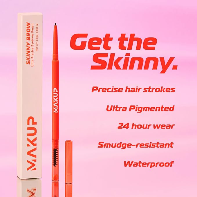 Makup Beauty Skinny Brow - Ultra Thin Eyebrow Pencil, Waterproof, Precise Micro Brow Pencil creates Hair-like Strokes for Full, Natural Brows Soft Black (Caviar)