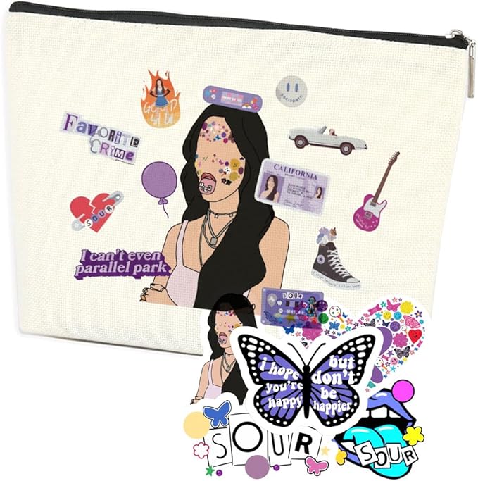 Fun Makeup Bag with 5 Stickers Sour-Album Music Lover