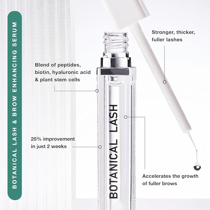 Contours Rx Botanical Lash & Brow Serum – Organic, Drug-Free Growth Formula with Peptides & Botanicals – Strengthens, Hydrates & Nourishes – 5ml