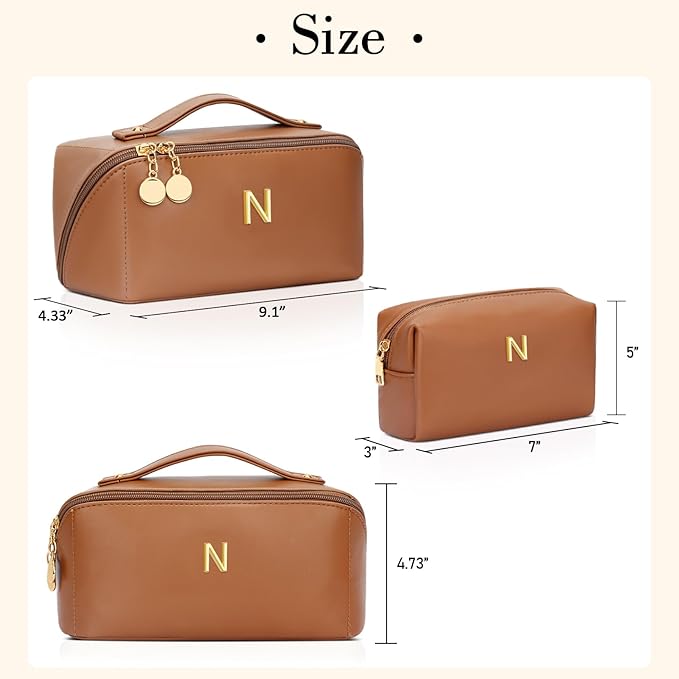 CLOUDWINGS Initial Makeup Bag Personalized Gift for Women Teen Girls
