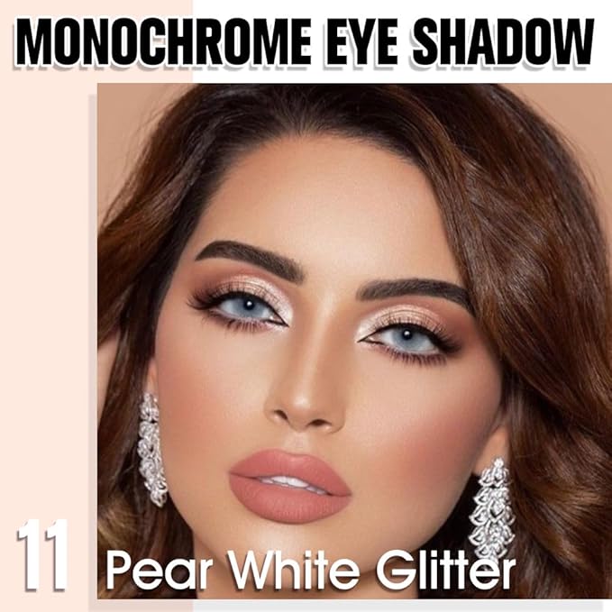 HHLTOH Pear White Single Cream Shimmer Eyeshadow Makeup, Sheer White Glitter Eye Shadow for Mature Skin, Singles Eyeshadows Palette Pigmented Waterproof, sombras para ojos, Vegan & Cruelty-Free