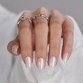 BTArtbox Press On Nails, Vanilla Glazed, Short Square, White Chrome, 32Ct