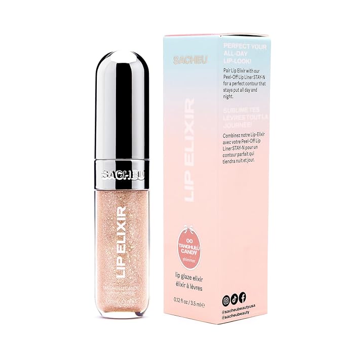 Sacheu Lip Elixir Hydrating Lip Gloss, High-Shine, Tanghulu Candy