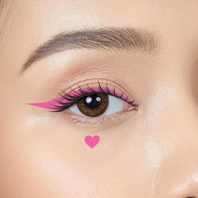 Rebel Tattoos 2-in-1 Eyeliner Stamp, Pigmented Intense Black Formula, Smudge-Budge Proof, Sweatproof, 24 Hour Stay Eyeliner Stamp Star Butterfly or Heart (Pink Heart)