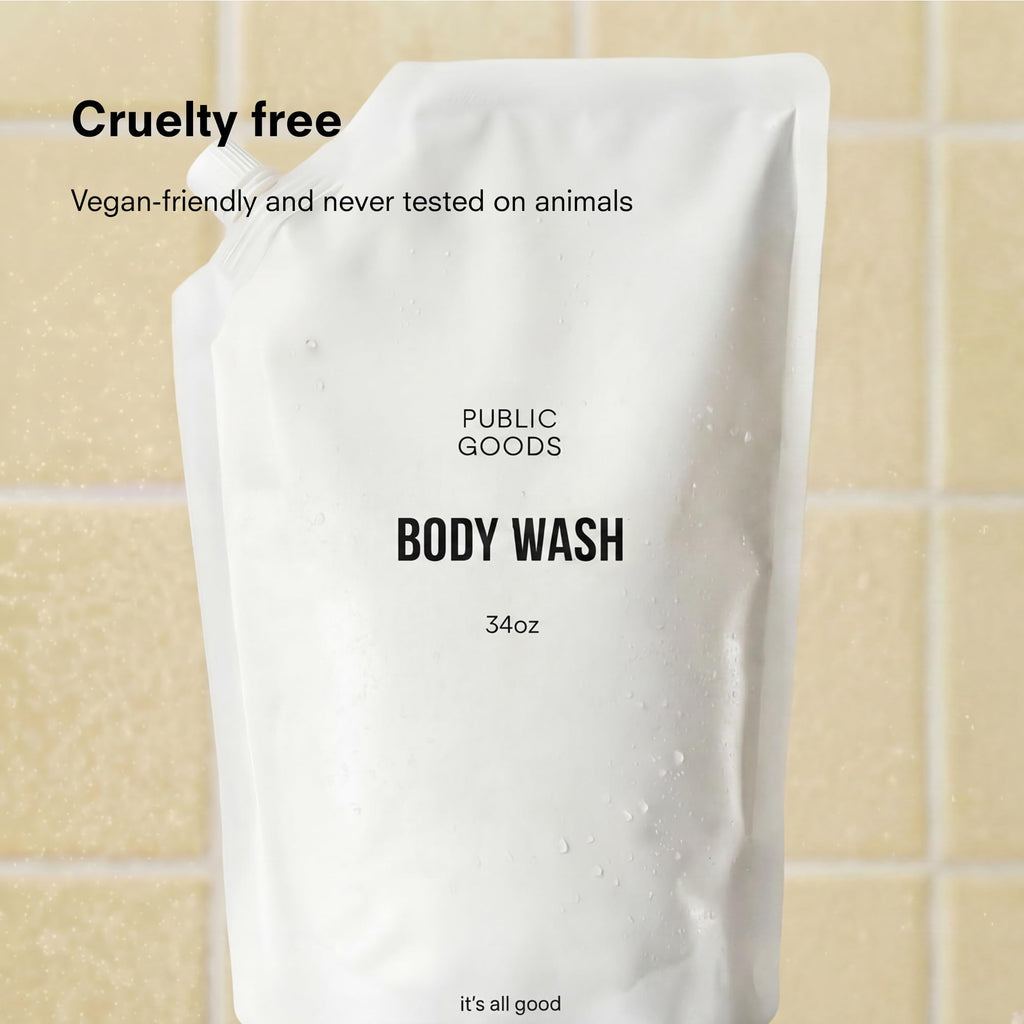 Public Goods Body Wash for Men and Women | Natural Soap for Bath & Shower | Body Scrub Made with Organic Essential Oils | Sulfate & Paraben Free | Vegan Friendly | 34 Fl Oz Refill