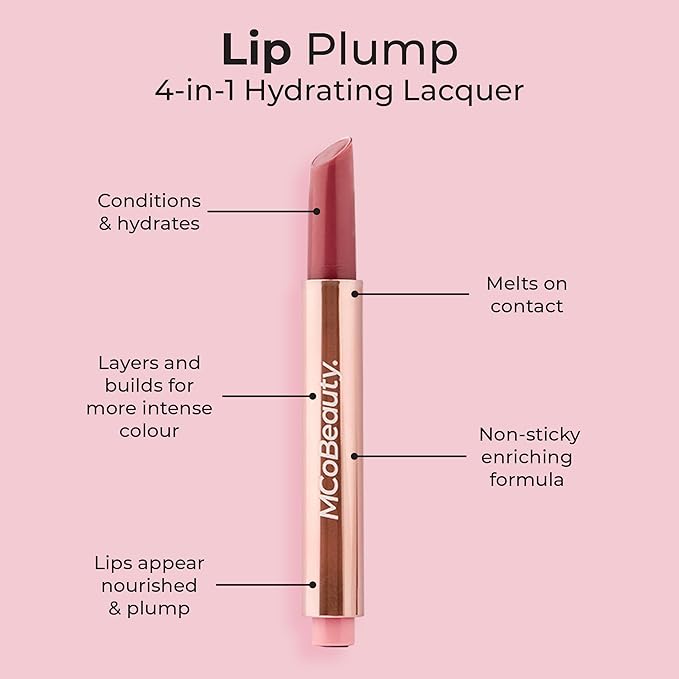 MCoBeauty Lip Plump 4-in-1 Hydrating Lacquer - Emily, Natural Mauve