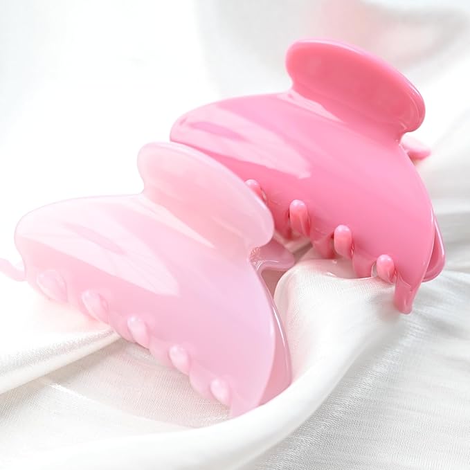Prettyou Handmade Celluloid Acetate French Design Barrettes Tortoise Shell Claws Hair Claw Luxury Fashion Accessories Hair Clip for Women (light pink purple)