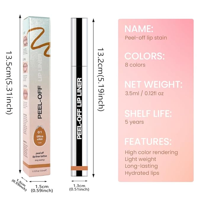 IATMOMOD Orange Brown Liquid Matte Lip Liner Stain Peel Off with Tweezer, Long Lasting, Waterproof Matte Lipstick Lip Gloss Tattoo for Women, Transfer-prof Lip Tint Makeup for All Skin Types 01#