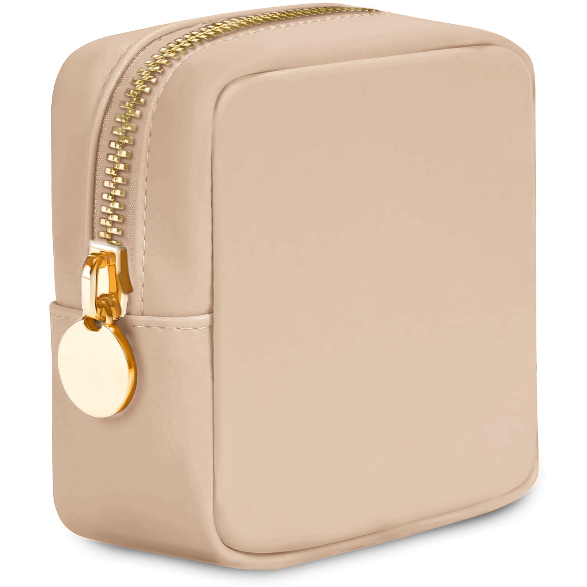 DANCOUR Small Makeup Bag for Purse Mini Cosmetic Pouch Travel Organizer Compact Toiletry Case Lightweight Beige