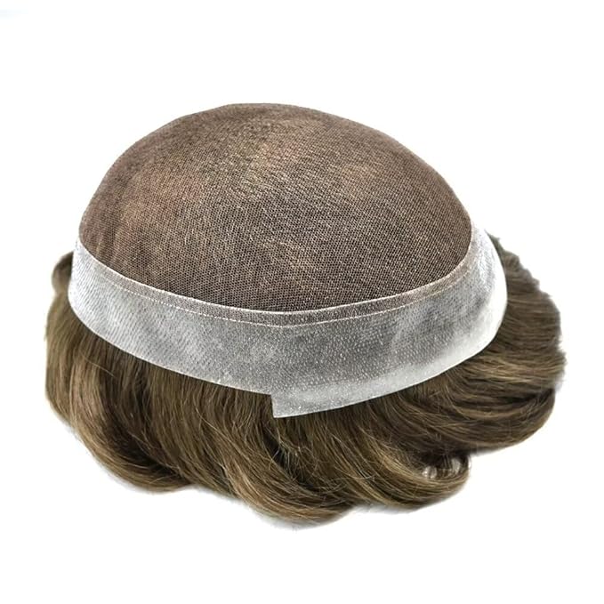 F M FACE MIRACLE NEW YORK Toupee for Men French Lace Center Mens Toupee Hairpiens Human Hair Replacement System Black Brown Blonde Gray Hair Units, 7X9