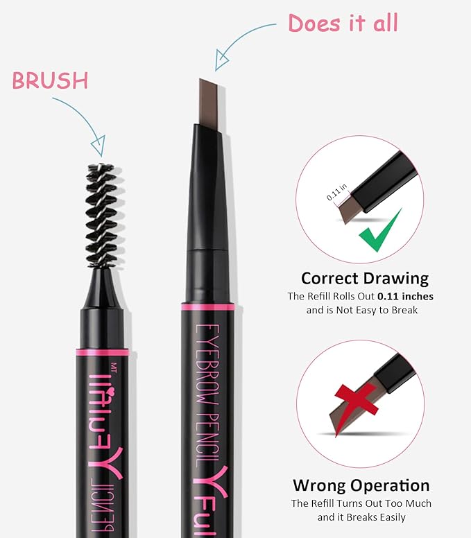 Yfulfill Eyebrow Pencils for Women - Waterproof, Dark Brown