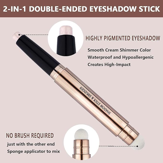 Metiplou Eyeshadow Stick Eye Shadow Pencil Eye Makeup Cream Shimmer Glitter Smooth Eye Shadow Sticks Nude Matte Korea Palette Primer Crayon Liquid Highlighter Natural Waterproof Long Lasting 02