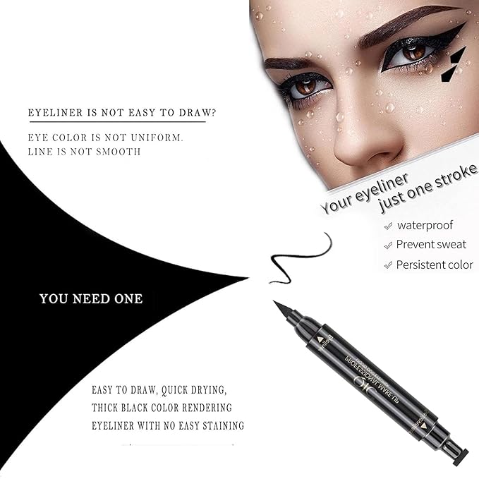 Daeuwiutr Cream Eyeshadow Stick and Wings Eyeliner Stamp Set Mothers Day Gift, Nude Pink Eye Shadow Pencil Shimmer Smoothing Eyeshadow Pen and Liner,Highlighter Stick, Multi-Dimensional Eye Makeup