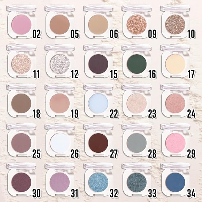 QIDSTERS White Matte Single Eyeshadow, Lightweight Blendable Mini Eye Shadow for Older Women, Monochrome Eyeshadow Palette Makeup Pigmented Waterproof, Vegan & Cruelty-Free, 26