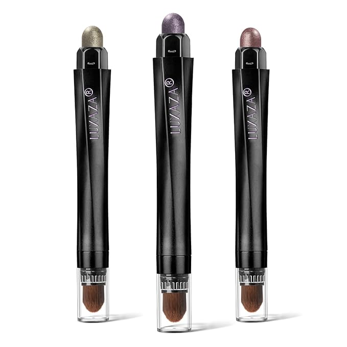LUXAZA 3 Pcs Cream Eyeshadow Stick Quick Makeup Set Olive Plum Mauve
