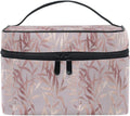 MNSRUU Makeup Bag, Rose Gold Leaves Travel Makeup Organizer Bag Cosmetic Cases Toiletry Bags for Girl Women Ladies