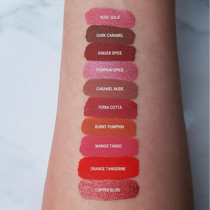 Aromi Rose Gold Metallic Liquid Lipstick - Peachy Pink, Coral Shade