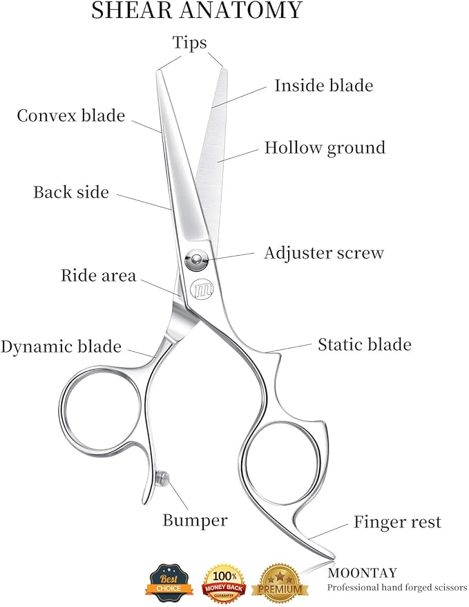Moontay 6.0" Hair Cutting Shears with Large Finger Holes