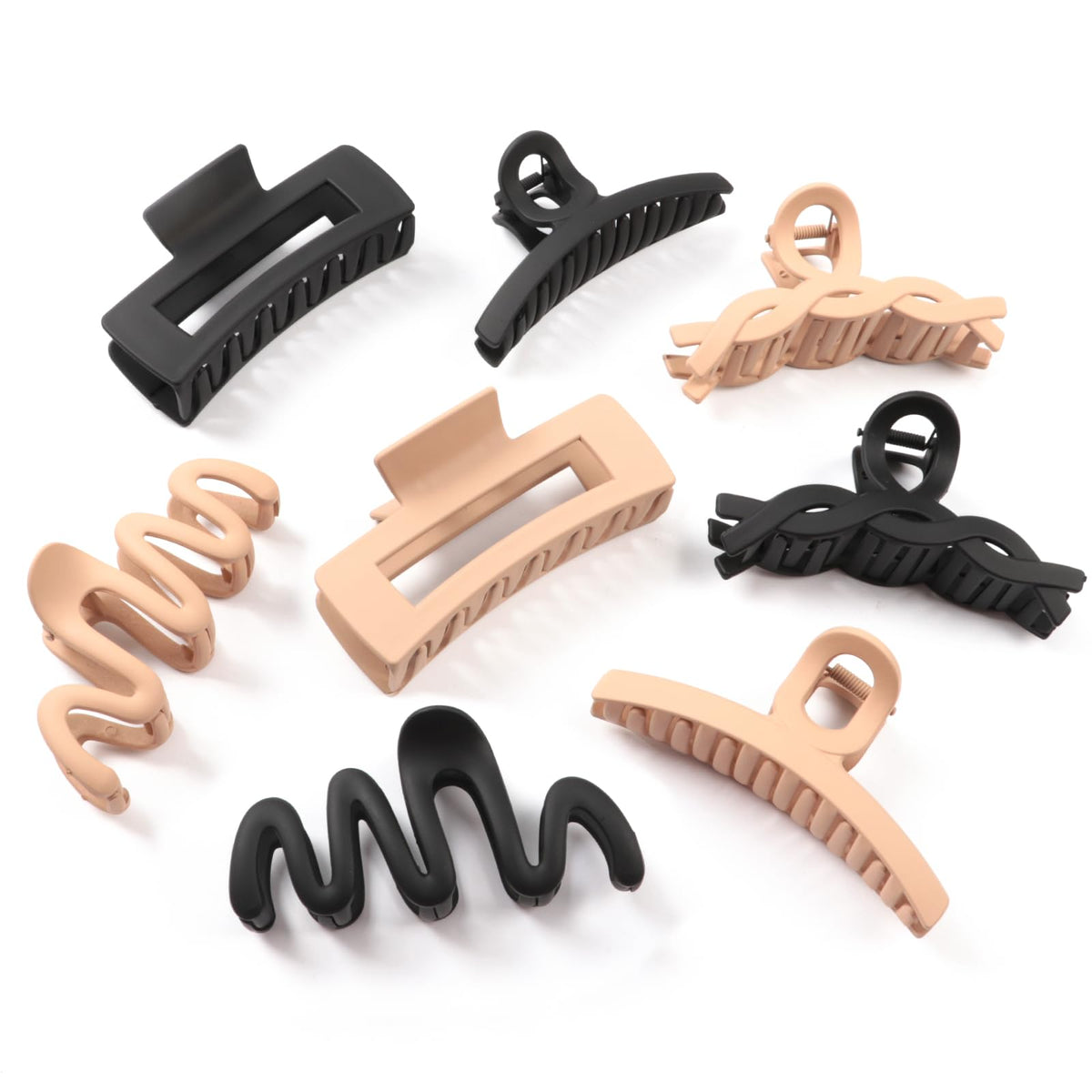Matte Non-Slip Large Hair Clips for Women 8PCS (Neutral Colors)