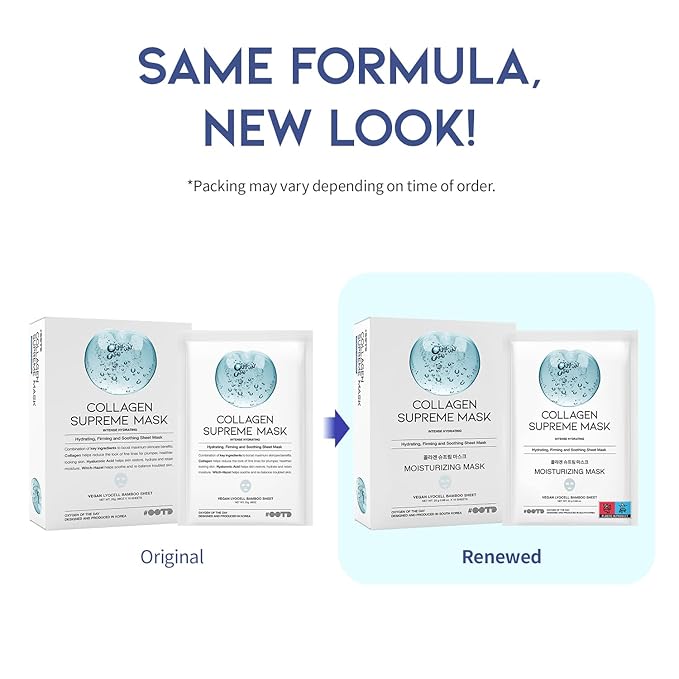 #OOTD Collagen Hydrating Vegan Face Sheet Masks(10-Pack) | Korean Skincare