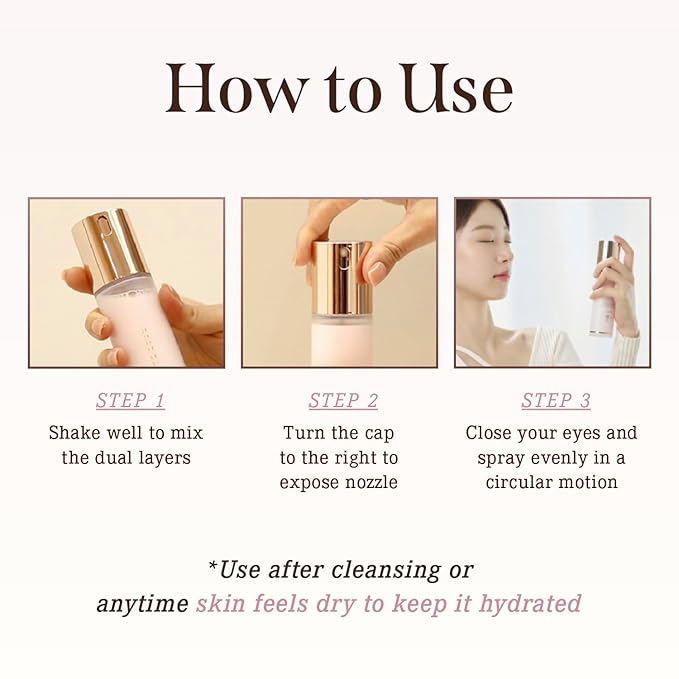 DEARDAHLIA Endless Skin Cream Mist, Dual-Layer Hydrating Face Mist, Glass Skin Glow, Toner & Essence Spray, Oil-Water Balance Care, Before & After Makeup, Vegan Korean Skincare. 3.38 fl oz