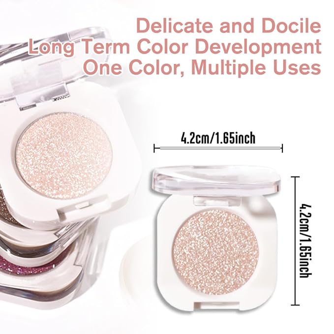HHLTOH Pear White Single Cream Shimmer Eyeshadow Makeup, Sheer White Glitter Eye Shadow for Mature Skin, Singles Eyeshadows Palette Pigmented Waterproof, sombras para ojos, Vegan & Cruelty-Free