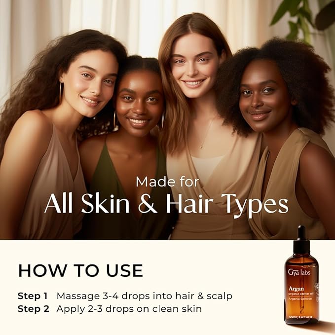 Gya Labs Argan Hair Revival Oil - 3.4 Fl Oz - Non-Greasy Formula for Thickening & Strengthening - Repairs Damaged Hair, Split Ends & Dry Scalp