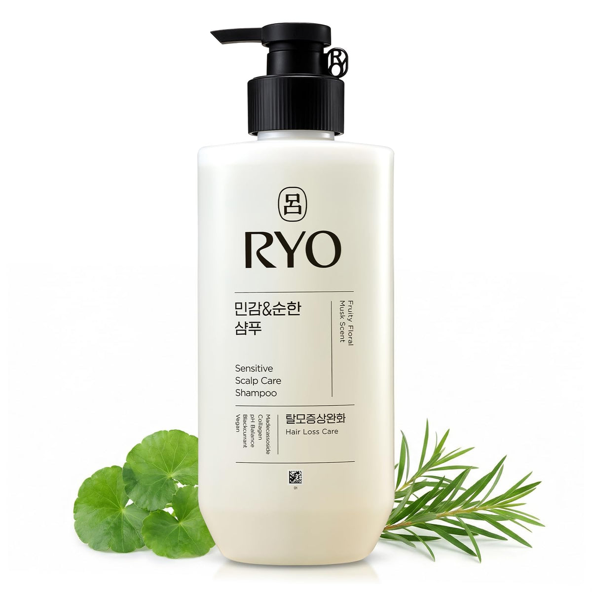 RYO Damage Care & Nourishing Shampoo with Korean Ginseng & Caffeine - Repair and Moisturizing, Anti Loss Care, Strengthening hair roots, 16 Fl Oz.