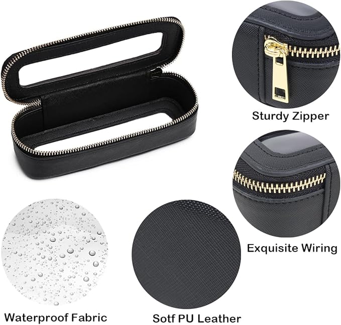 FFpaw Clear Makeup Bag, Small Makeup Bag TSA Approved Toiletry Bag Cosmetic Travel Bag Cute Makeup Bag Organizer Makeup Case Pouch Car Essentials for Women Men (Slim Black)