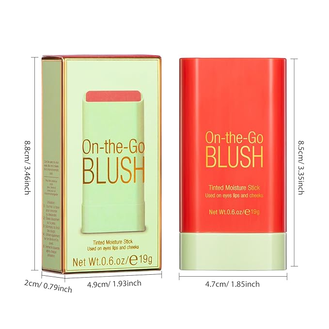 BEFIVECOK Blush Stick for Cheeks - Cream Makeup Blush Wand, Solid Moisturizer Stick for Cheeks Tint, Natural Blendable Waterproof Korean Matte Long-Lasting Smooth Blushes (#03 Coral Orange)