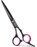 Hair Cutting Scissors, ULG Professional Hair Scissors 6.5 inch Right-Hand Razor Edge Barber Shears Salon Hair Cutting Shears Made of Japanese Stainless Steel, Hand Sharpened Black-Pink