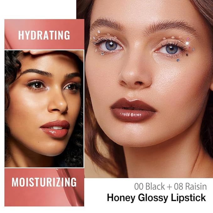 evpct 2Pcs Rose Girly Pink Honey Lipstick Tinted Lip Balm, Moisturizing Tinted Lip Oil Stick Lipstick for Older Women, Sheer Lightweight Hydrating Shine Tinted Lip Balm Color Gloss Tint Stain